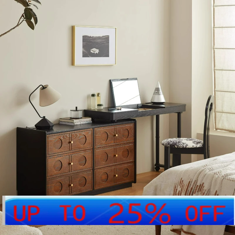

LTT French retro flip dresser six-chest cabinet integrated solid wood bedroom end of bed makeup table