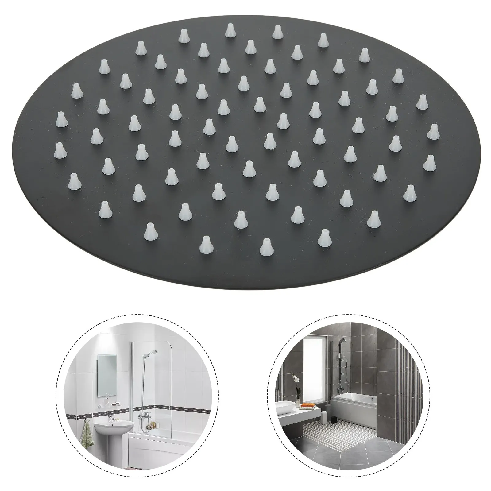 Round Rain Shower Head with Matte Black Finish Constructed from Resistant 304 Stainless Steel and Brass Components