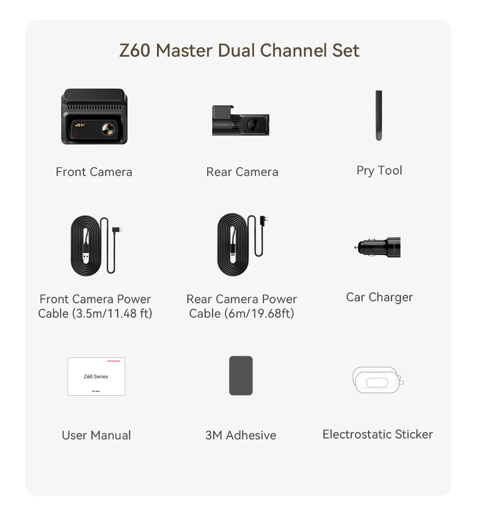 【New】DDPAI Z60Master Dual Dash Cam 4K+2K 2/3 Channel Front and Rear HDR Night Vision WiFi6 GPS ADAS Dash Camera DVR Car Dashcam