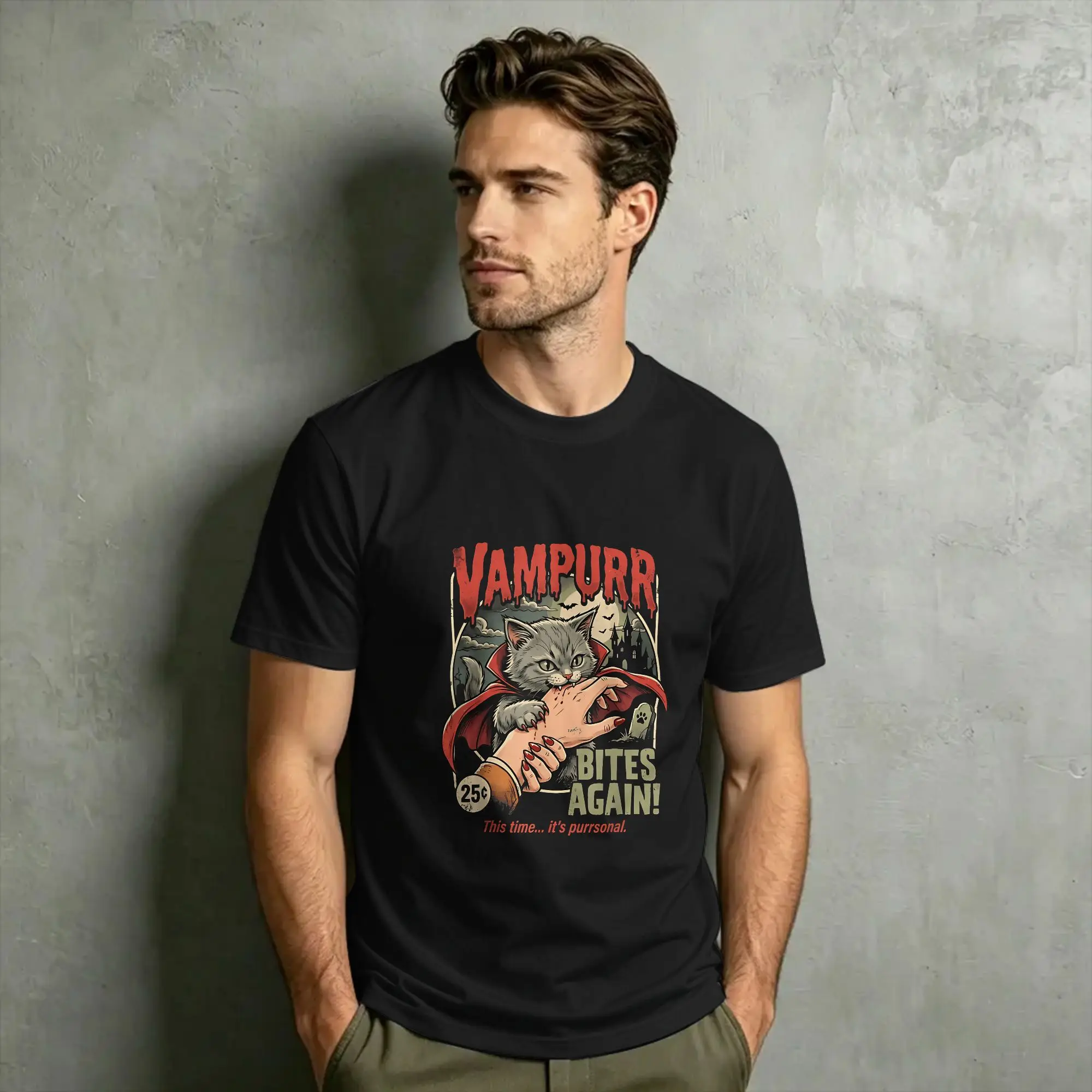 The Return of Vampurr T Shirt Summer  Harajuku T-Shirts Men Pure Cotton Crew Neck Clothes Short-Sleeved Street Style Tshirt