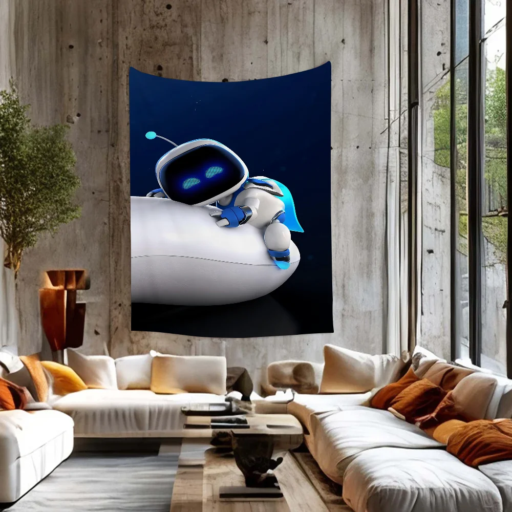 Game Astro Bot Cartoon Tapestry Art Science Fiction Room Home Decor Wall Hanging Sheets