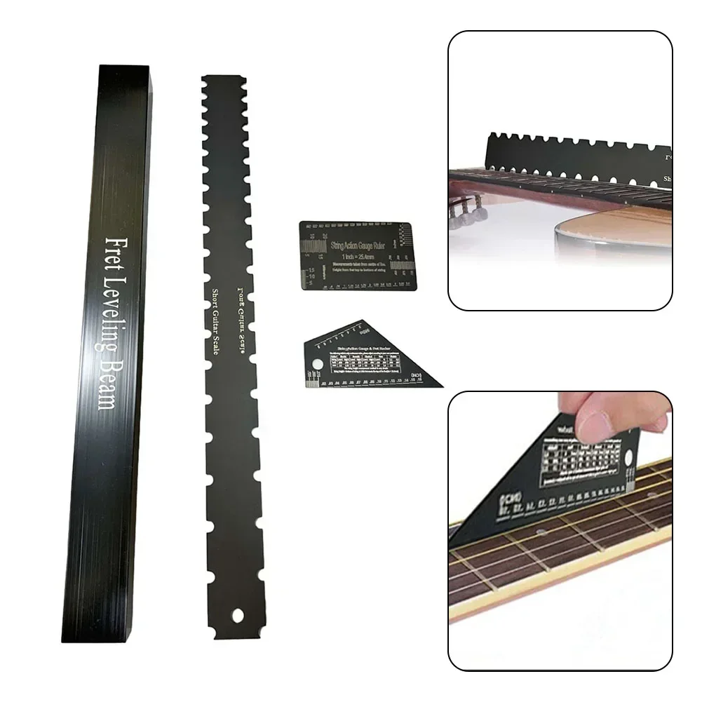 4Pcs/set Luthier Tools Guitar Neck Straight Edge Fret Leveling Beam Ruler Kit Set Guitar Maintain Repair Accessories Luthier