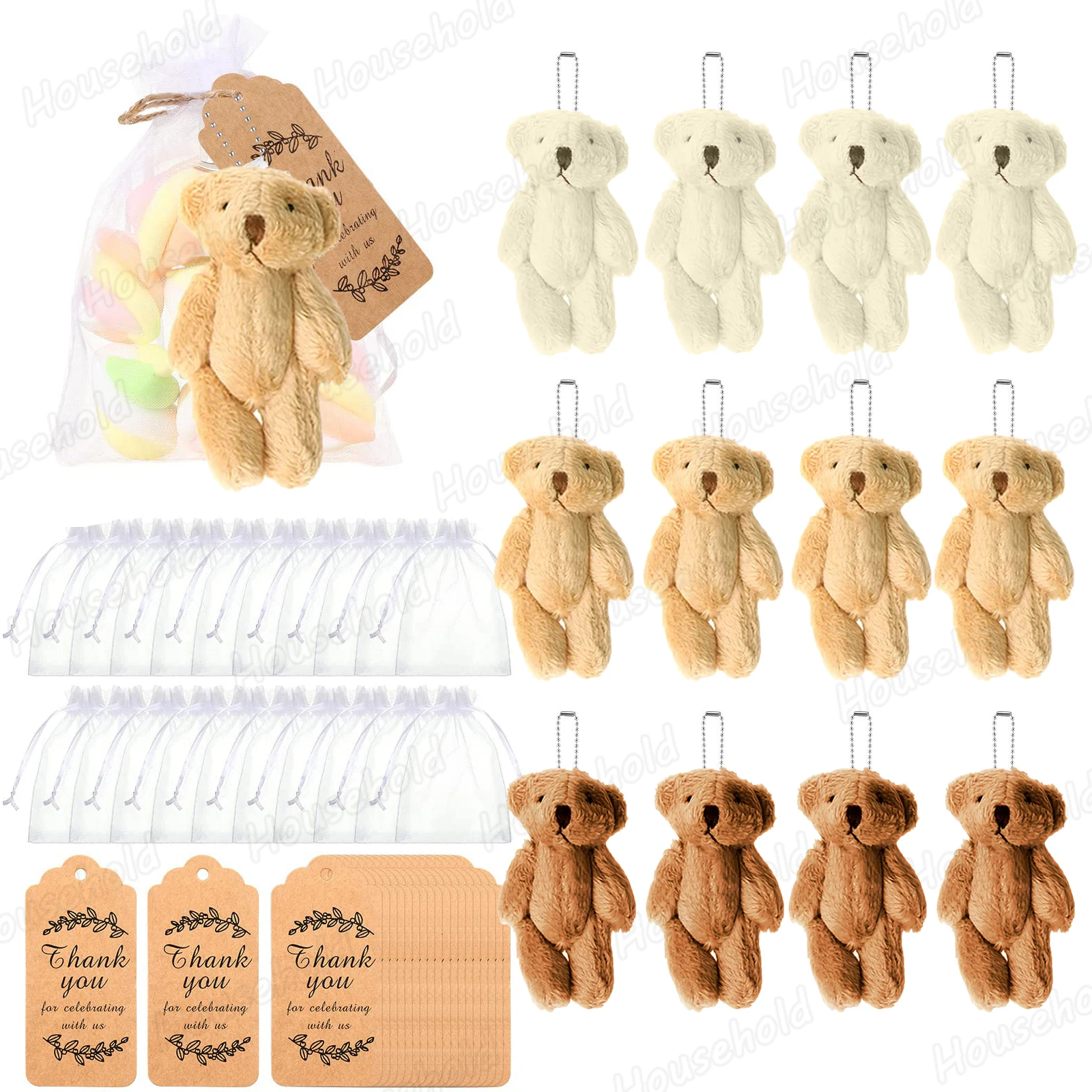 10-150Set Mini Beer Baby Douche Feestartikelen 6cm Gezamenlijke Gevulde Kleine Beren Beer Sleutelhanger voor Verjaardagstaart Bruiloft Mini Geschenken