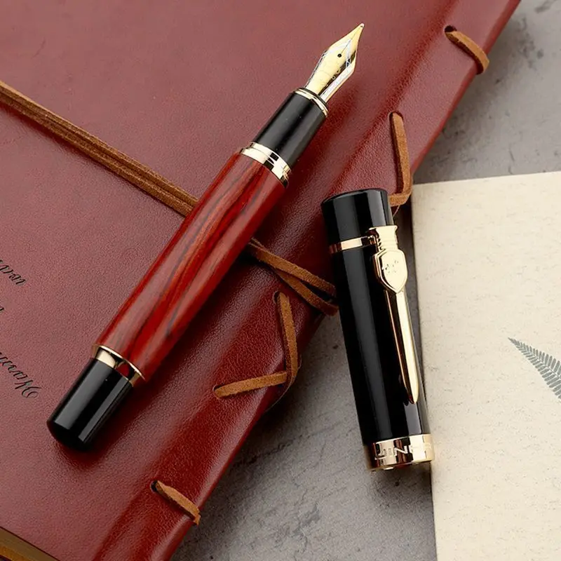 

Jinhao 650 Wood Fountain Pen Classic Large Size Smooth Writing Refillable Converter Nib for Students Office Calligraphy
