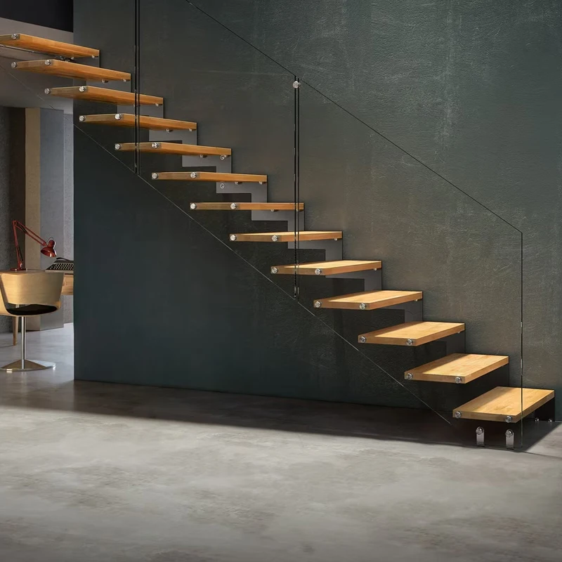 سلالم من الخشب الصلب المستقيم على الطراز الحديث، أرضيات داخلية فاخرة للفنادق في الأماكن المغلقة #1