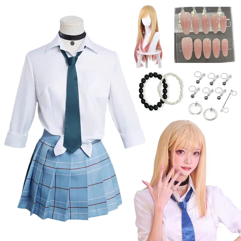 Image of Kitagawa Marin Cosplay Anime My Dress Up Darling Kitagawa Marin Cosplay Kostüm Kleider Uniform Schulmädchen Uniform