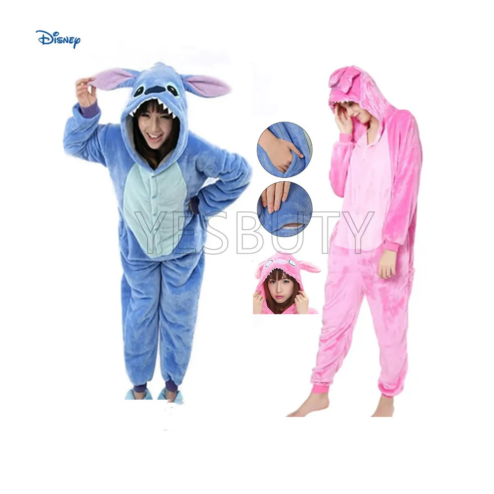 Adults lion Stitch Cosplay Costume Kigurumi Onesies Pajamas Cartoon Women Grils Warm Flannel Hooded Sleepwear Winter Homewear