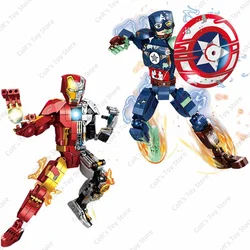 2024 Superhero Iron Man Captain America Bricks Action Figures Building Blocks Steel Mech Robot Classic Marvel Model Boy Toy Gift