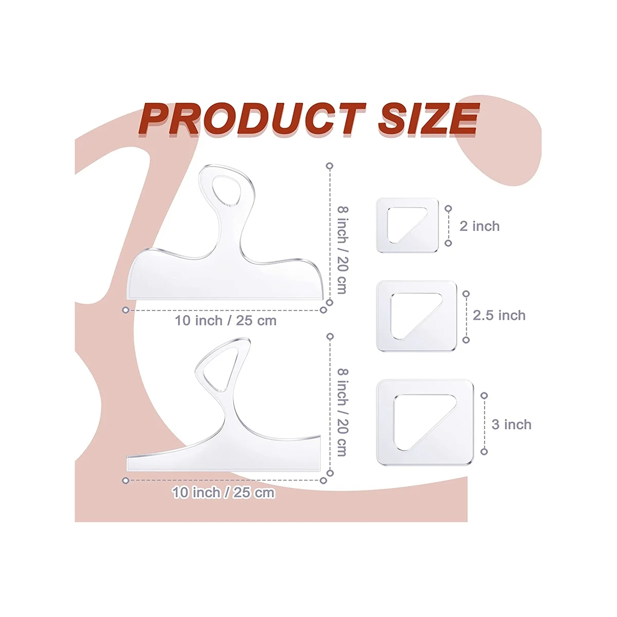 5 Pcs Router Templates for Woodworking Acrylic Templates Angled Curvy Tracing Stencils Guide Tools for Kitchen