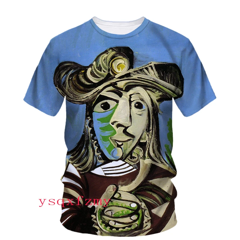 Pittura a olio Picasso stampa 3D HD Art Graffiti personalità moda uomo e donna girocollo manica corta Street Casual t-shirt