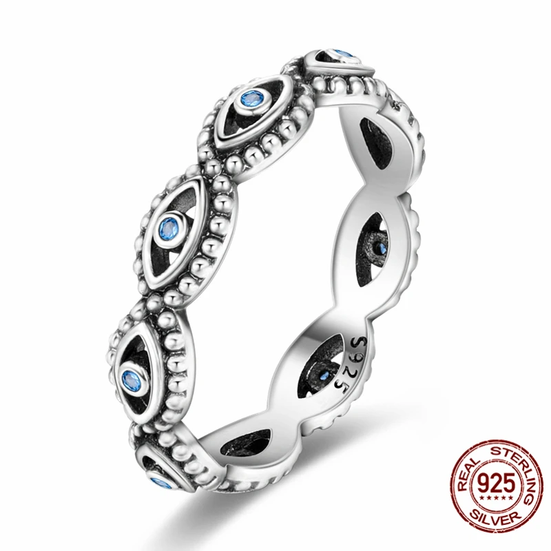 

Original 925 Sterling Silver Evil Eye Ring For Women Valentine's Birthday Gift DIY Jewelry