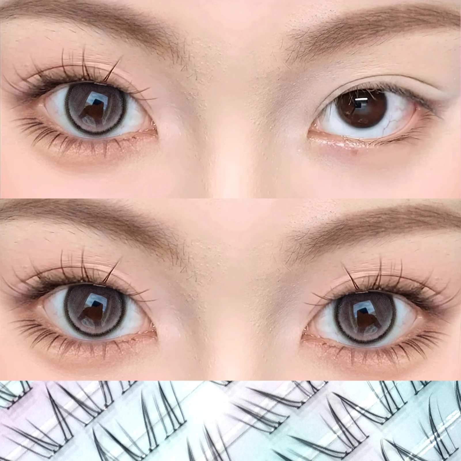 Nuevo estilo chino pestañas postizas sin pegamento Natural fino suave transparente tallo Hada pestañas postizas extensión de pestañas segmentadas