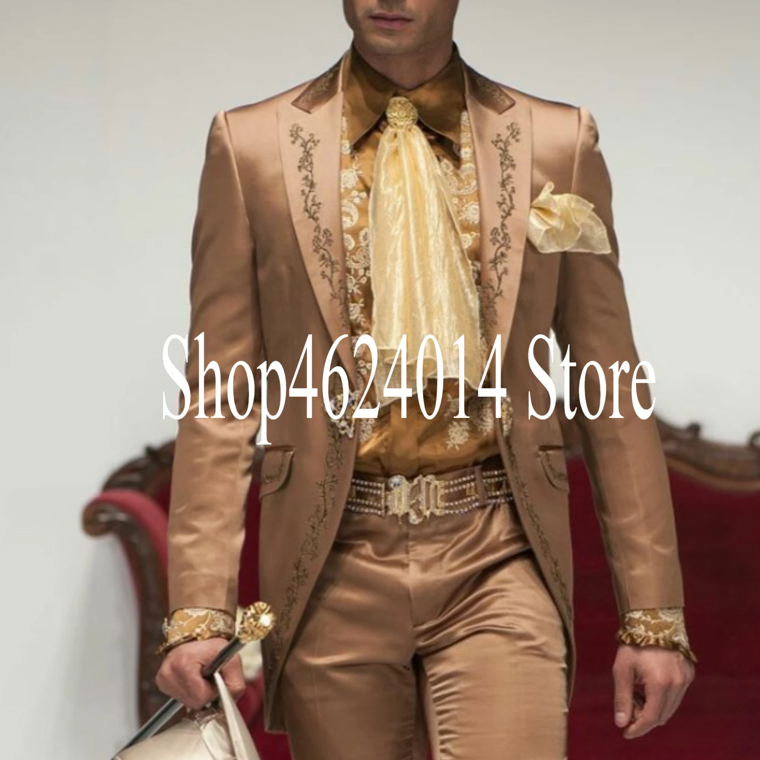 2025 Embroidery Groom Tuxedos Men's Suits White Groomsman One Button Formal Wedding Suit (Jacket+Pants) 2 Pieces Suit