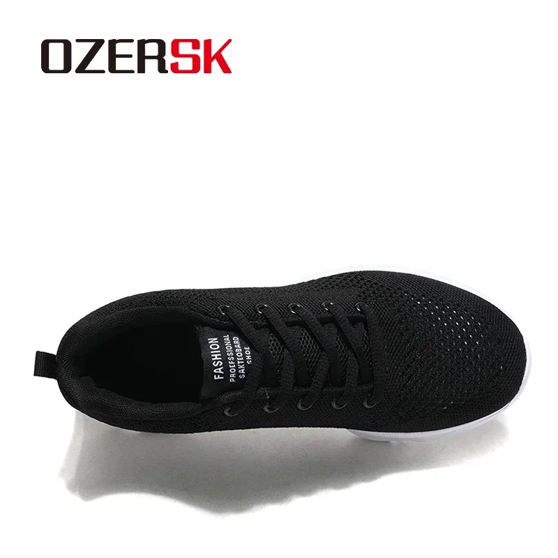 OZERSK Women's Shoes 2025 New Casual Fashion Mesh Flying Woven Breathable Soft MD Sole White Non-Slip Trend Shoes For Women