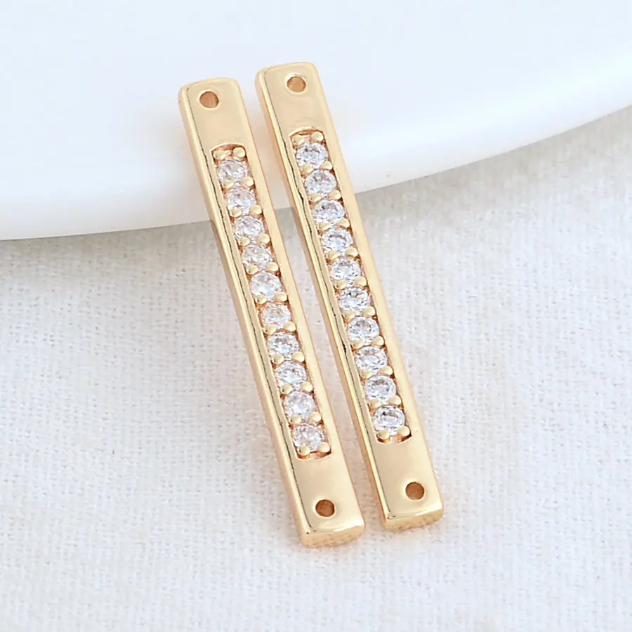 4*32MM 14K Gold Color Brass 2 Holes Stick Connect Charms Diy Jewelry Findings Accessories