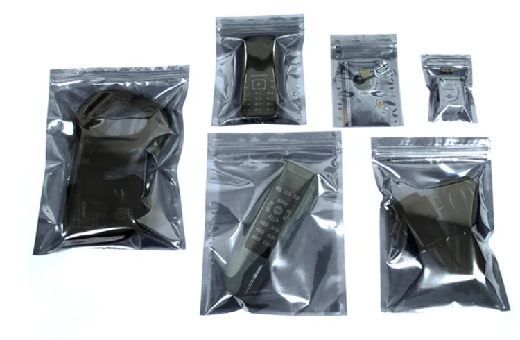 100pcs Anti-Static Shielding Zip Lock Packaging Bags Resealable ESD Instrument Chip Electronic Accessories Battery USB Pouches