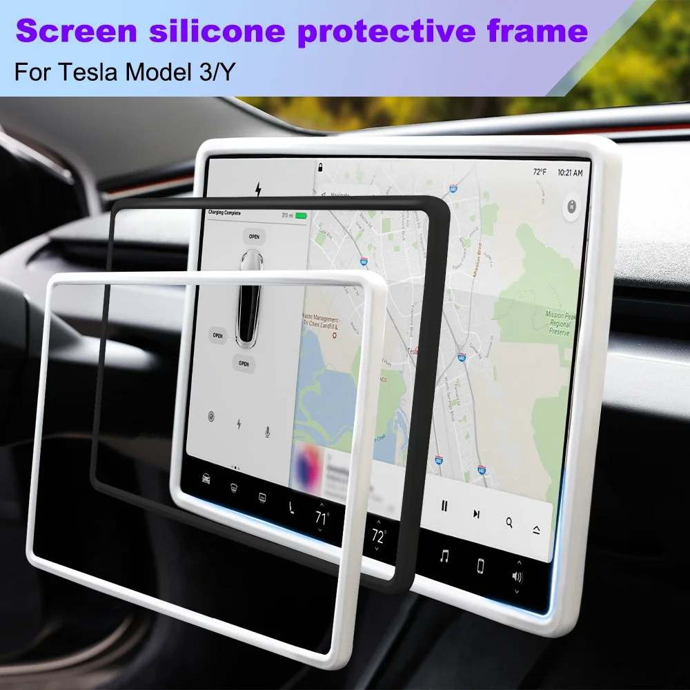 Für Tesla Screen Protector Silikon Rahmen Display Rand Körper Abdeckung Zentrale Steuerung Zubehör Für Tesla Modell 3 Y 2025 2024 2023 – Detail 1