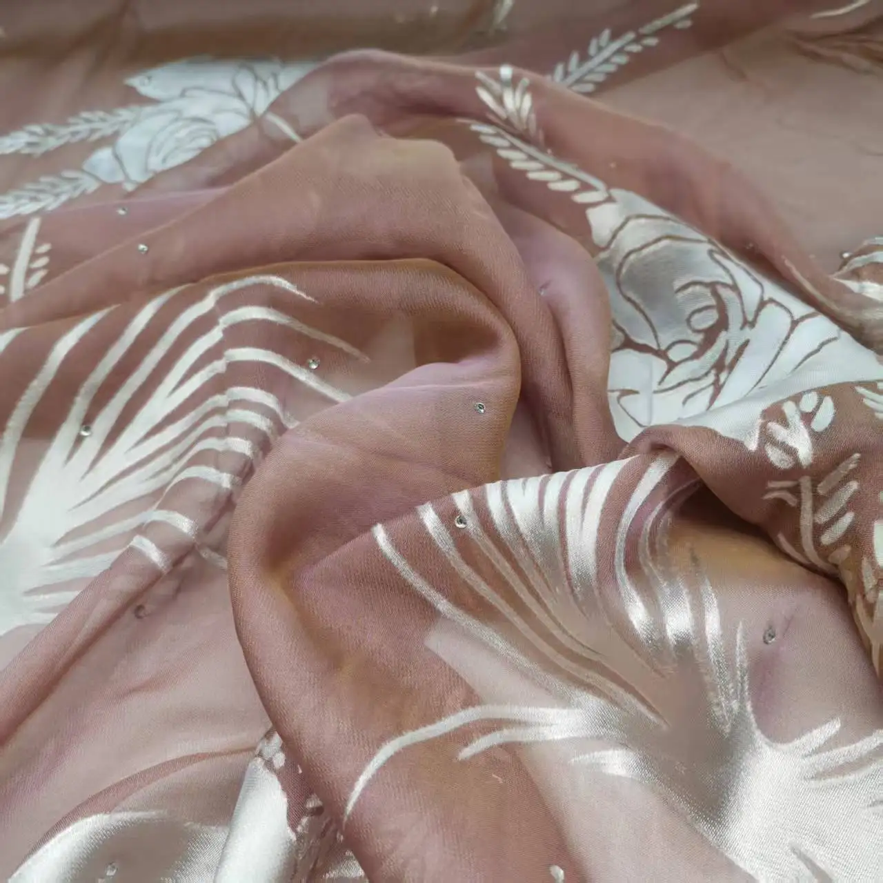 On Sale Sequin Silk Viscose Fabric Soft Burn-Out Pattern DIY Swissdot Cloth Dress Scarf Material