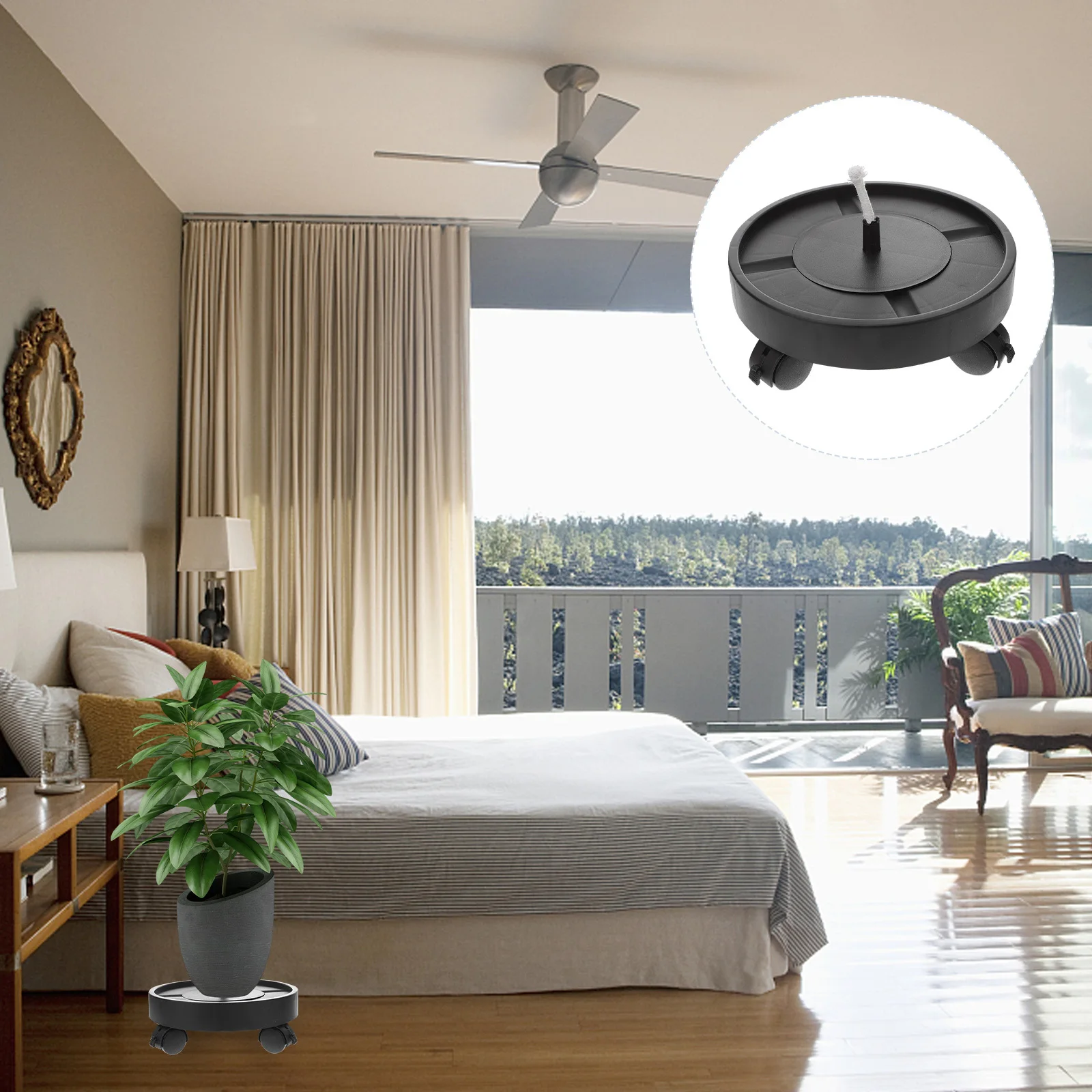 

Automatic Watering Base Round Flower Pot Stand Durable Plastic Mover For Garden Balcony Potted Plants Roller Tray Garden