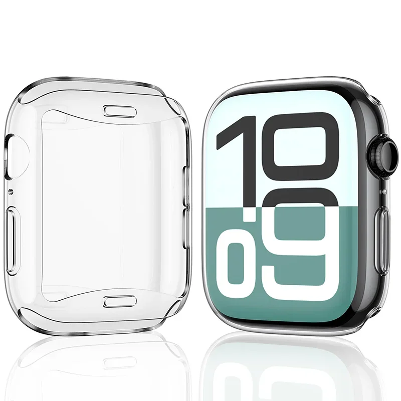 Transparent Cover For Apple Watch Case 45mm 41mm 44MM 40MM 42/46mm Full TPU bumper iwatch series 9 8 10 7 SE 6 5 4 3 accessories