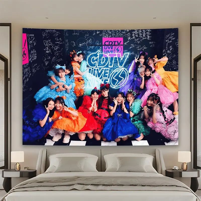 Kpop Idol Group Photo Tapestry Wall Decor Korean Entertainment Pop Star Art Large 150x300cm Bedroom Tapestry
