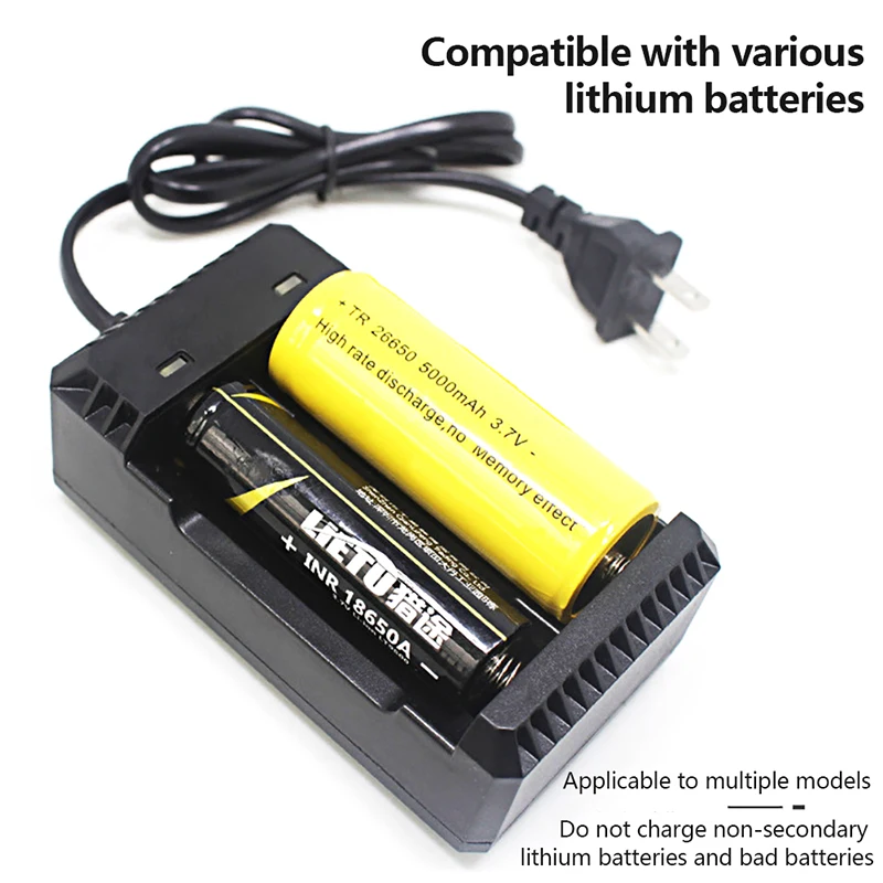 Universal 1 / 2 Slot Battery 3.7V USB Charger Smart Chargering for Rechargeable Batteries Li-ion NiMH 18650 26650 14500 17670