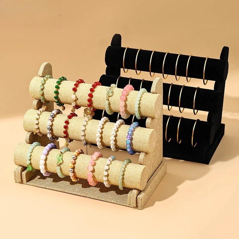 

3-Tier Velvet Bracelet Display Stand Jewelry Organizer Rack for- Space Saving Storage for Necklace Pendant Hand Chain Showcase