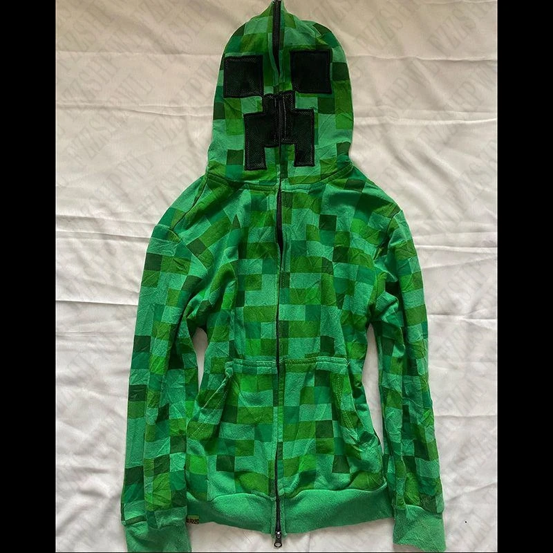 سترة ريترو منقوشة بغطاء للرأس الجرونج الشرير silmY2K توب روك جمالي عالي الشارع موضة غير رسمية حضرية يابي هاراجوكو سترة نسائية بغطاء للرأس