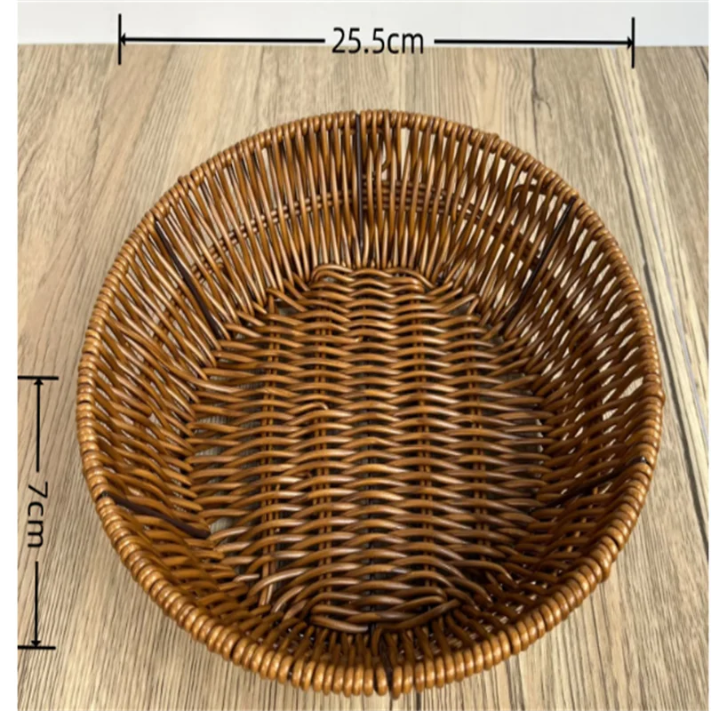 

Cute round snack basket, rattan woven fruit basket, trendy woven storage basket