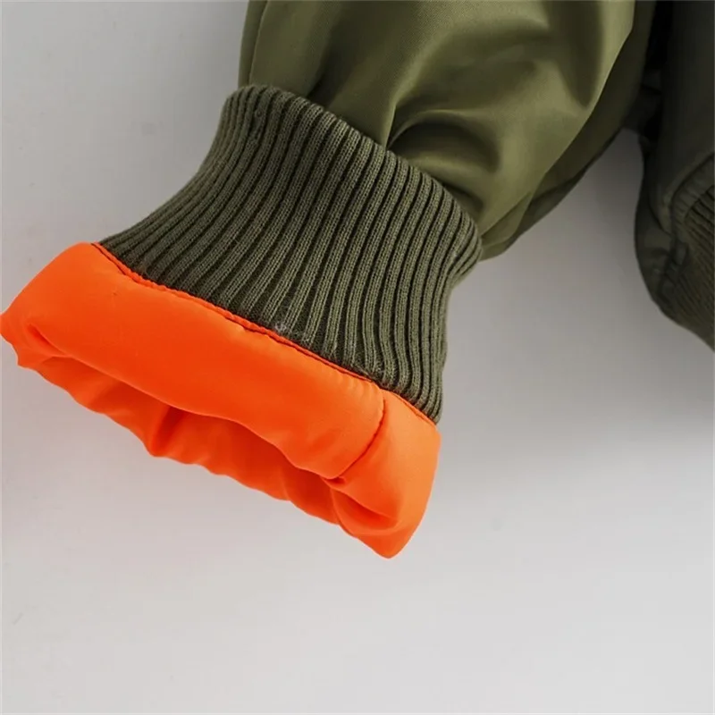 Jesień Zima Nowa Odzież Damska Wojskowa Zielona Kurtka Pilotka Krótka Bawełniana Kurtka Gruba Damska Kurtka