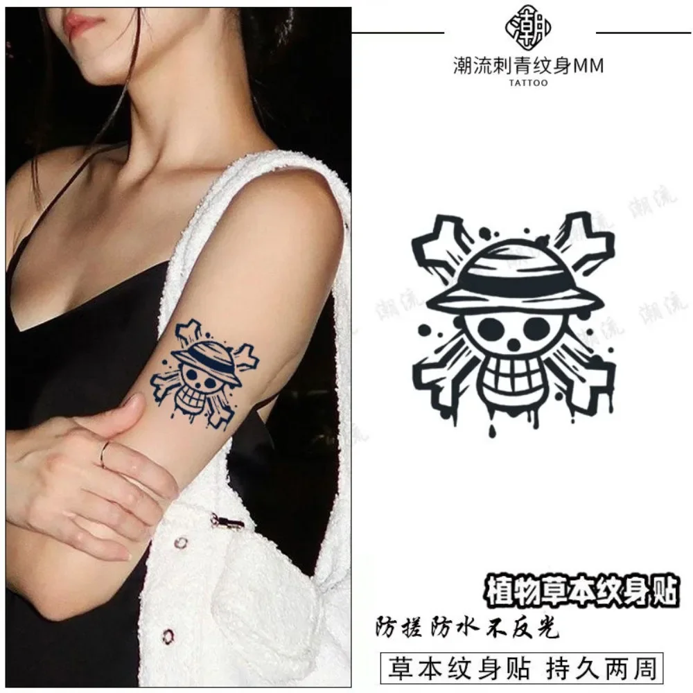 One Piece Luffy Herbal Tattoo Stick on Arm for Men and Women Permanent Reflective Cool and Realistic Waterproof Blue Durable