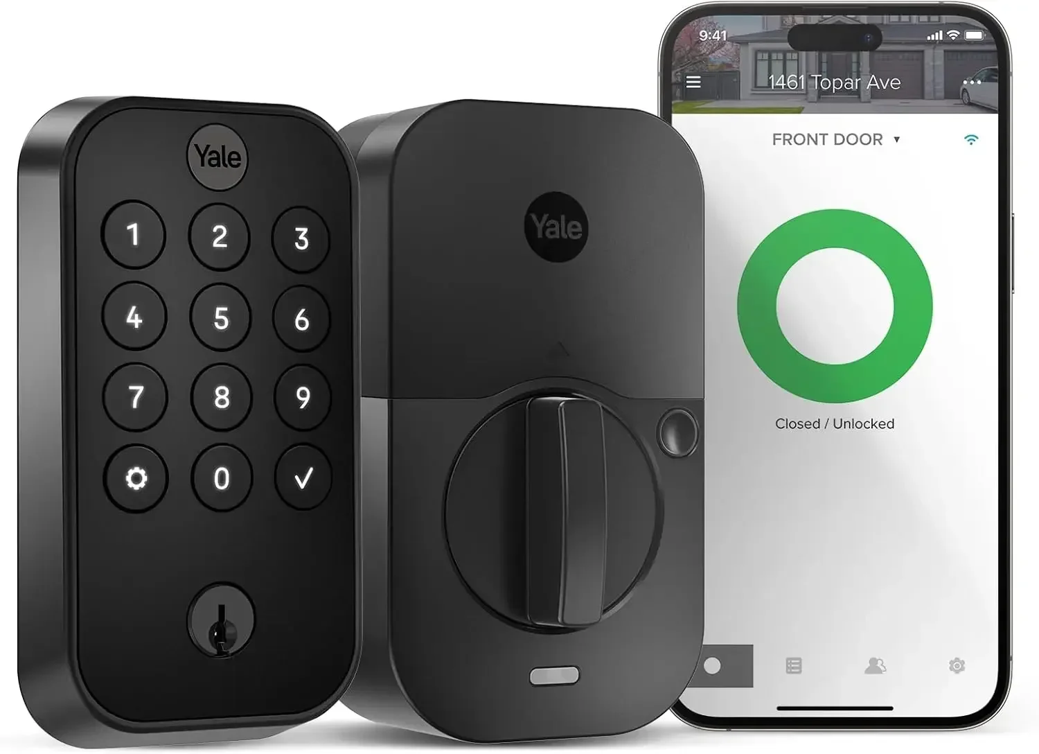 Assure Lock 2 with Wi-Fi, Black Connected Keypad Smart Lock for Front Door or Back, Door Lock with Code and Back-Up Key,