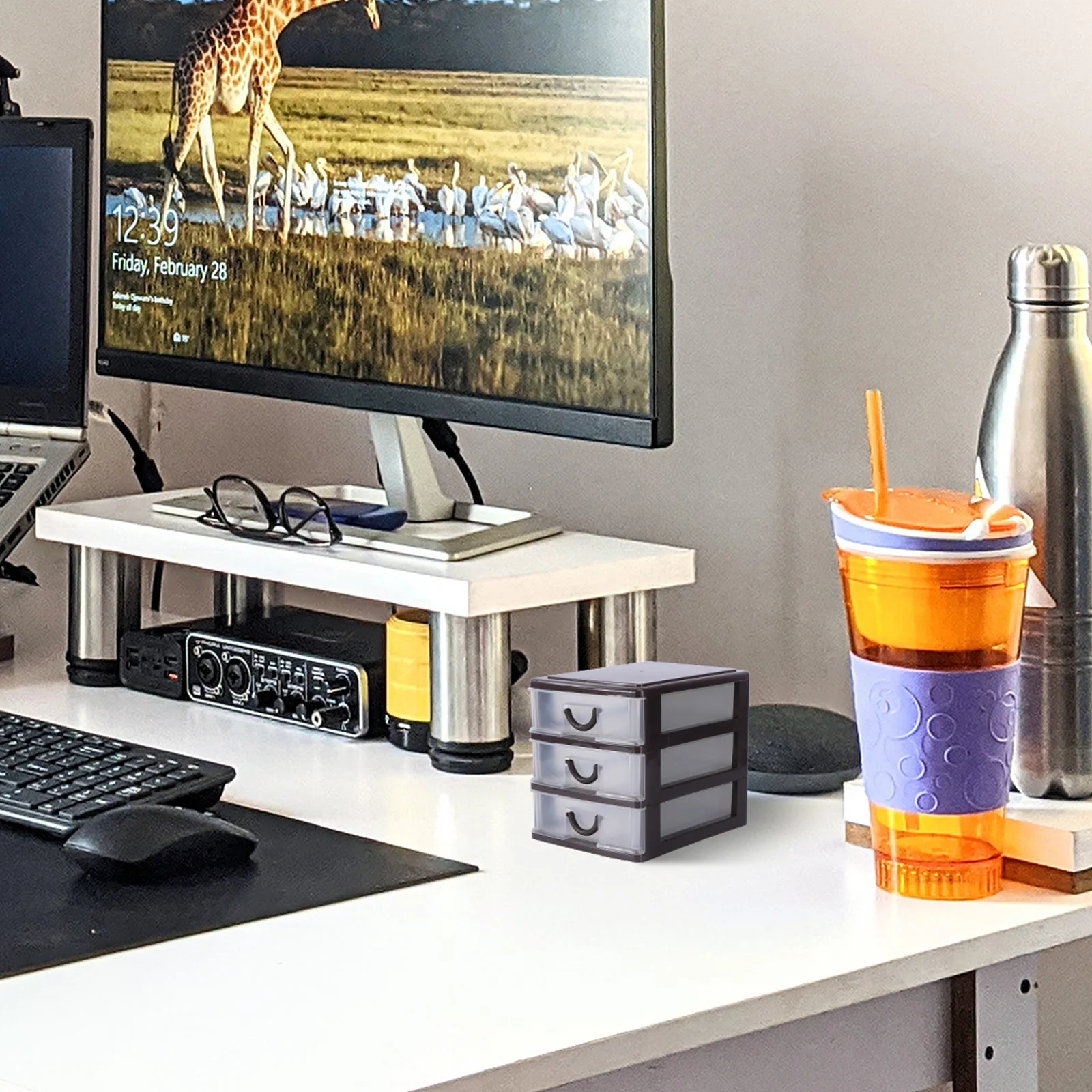 

1Pcs 2 Layers Brown Drawer Storage Container Simple Design Exquisite Detail for Stationery Files Sundries Desktop Use