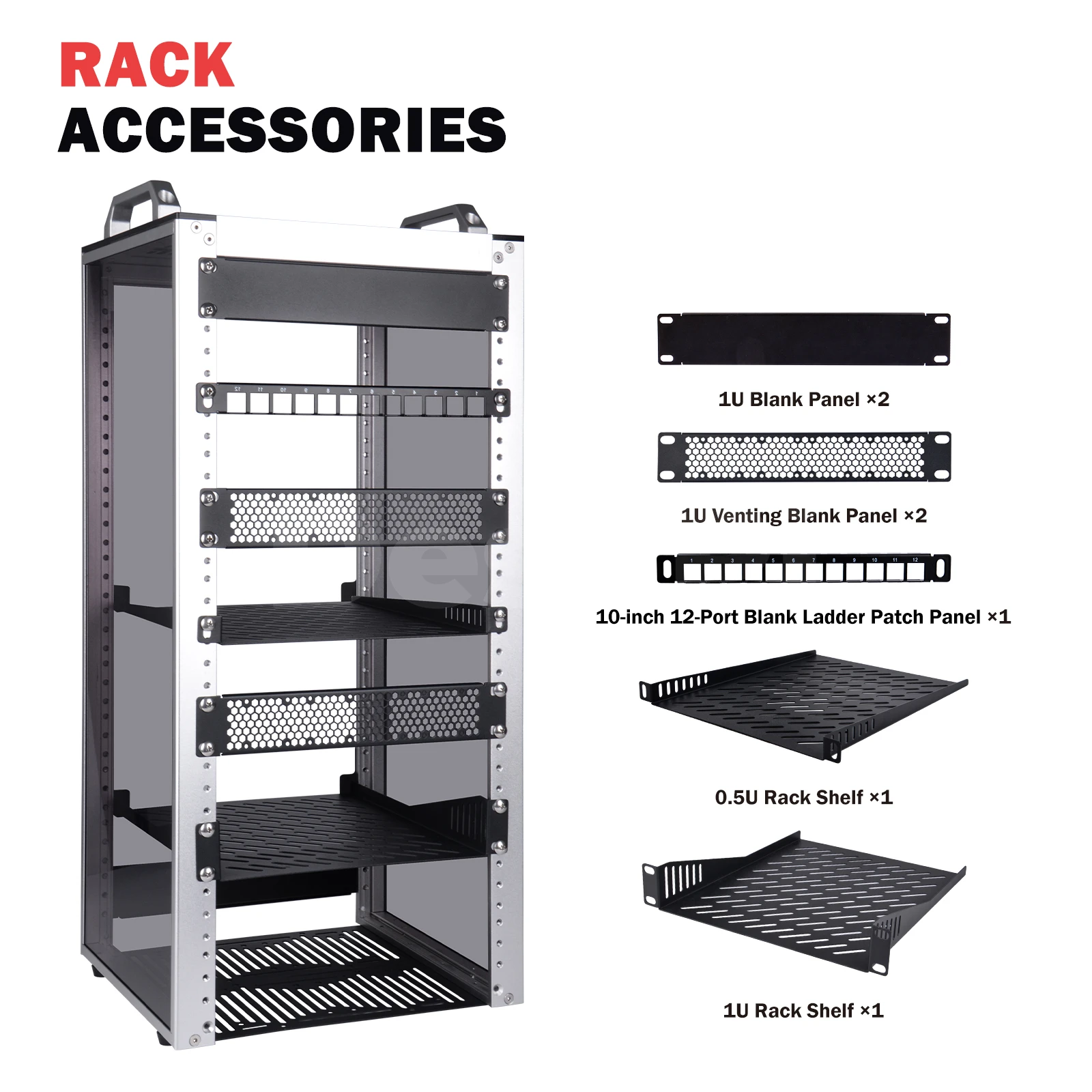 Versão DeskPi RackMate T2 Light, gabinete de servidor 12U de 10 polegadas para rede, servidores, equipamentos de áudio e vídeo