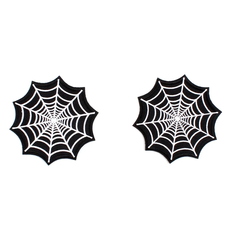 10pcs Iron On Black Patch Embroidery Black Spider Net Patches DIY Clothes Stickers Sew On Fabric Appliques Jackets Badge