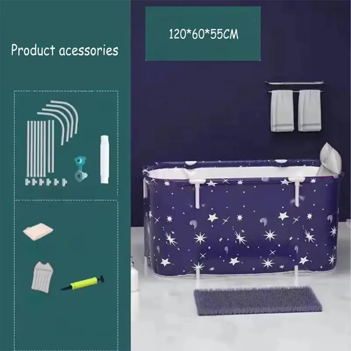 Foldable Portable Bathtub Home Hot Tub Portable Household Sweat Steaming Ice Bath Foot Spa Outdoor Camping Baby Bathroom Parts