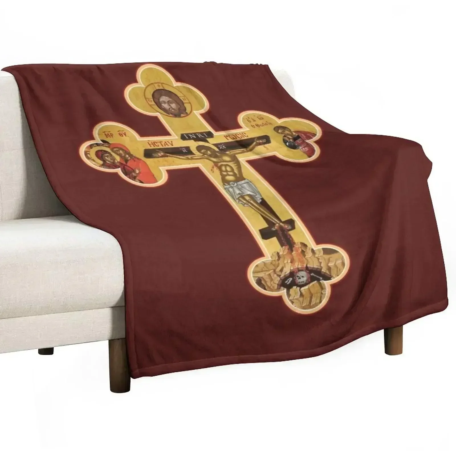 Orthodox Cross Icon Throw Blanket Thins Summer Beddings funny gift christmas gifts cosplay anime blankets and throws Blankets