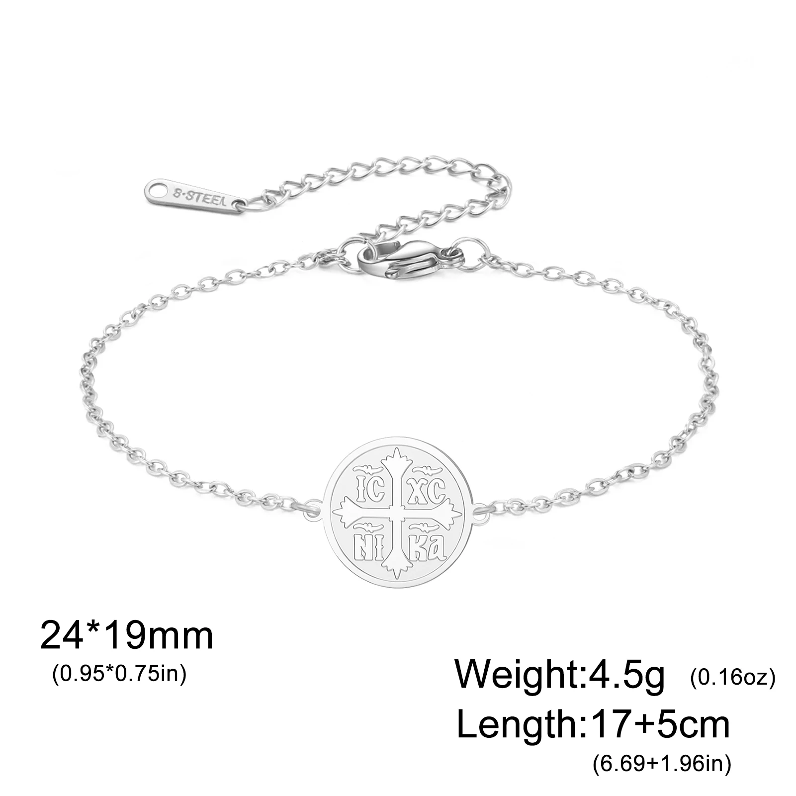 Kkjoy Orthodoxes IC XC NIKA Kreuz-Armband aus Edelstahl, Christliches Religiöses Amulett, Nie Verblassendes Glaubens-Schmuckstück, Schutzgeschenk – Detail 12