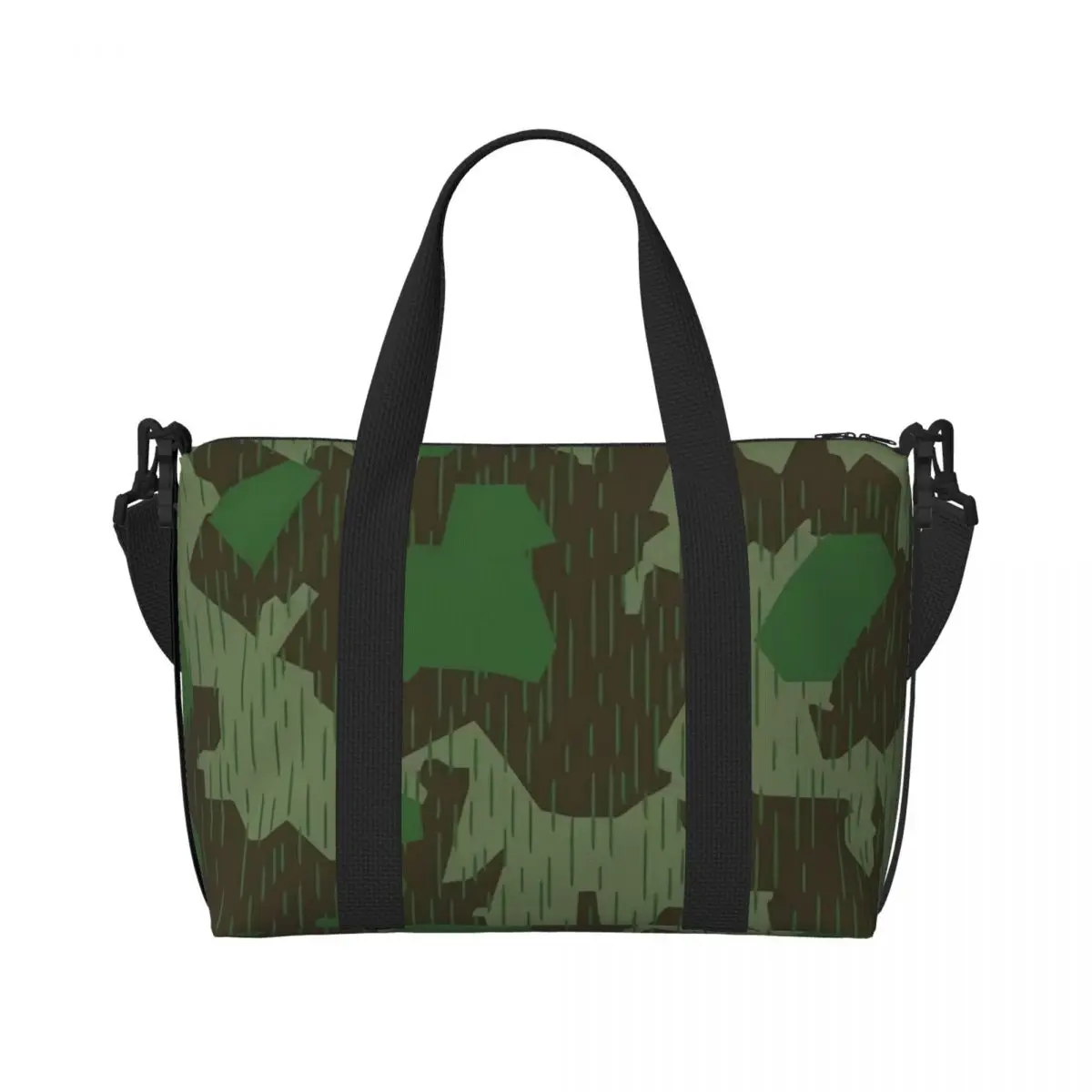 Custom WW2 Germany Military Splinter Camo Tote Bag Women Big Capacity Splittertarn Camouflage Gym Beach Travel Bags