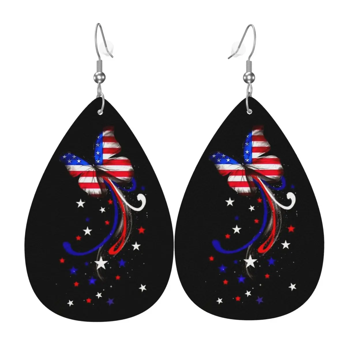 

Custom USA America Flag Leather Teardrop Earrings for Women Leather Earrings Fashion Lightweight for Parties Holidays