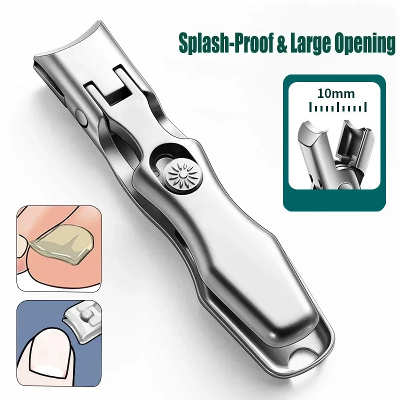 Large Opening Toenail Clipper Stainless Steel Splash-Proof Nail Clipper Portable Dead Skin Removal Cuticle Trimmer Manicure Tool