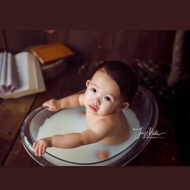 Newborn Photography Props Acrylic Milk Bathtub Holding Water Shower Baby Photo Shoot Posing Bed Furniture Fotografie Accessoires