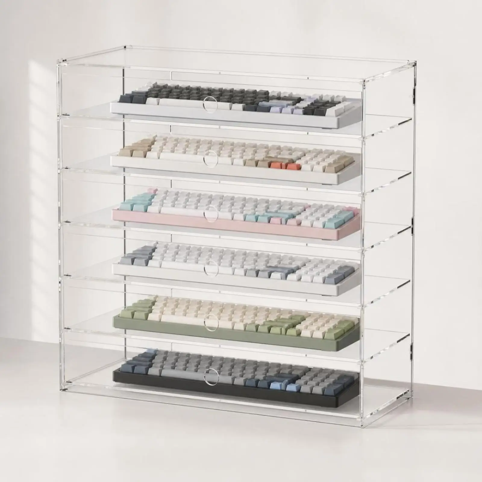 Keyboard Storage Cabinet Clear Organizer Dustproof for Collectors, Gamers