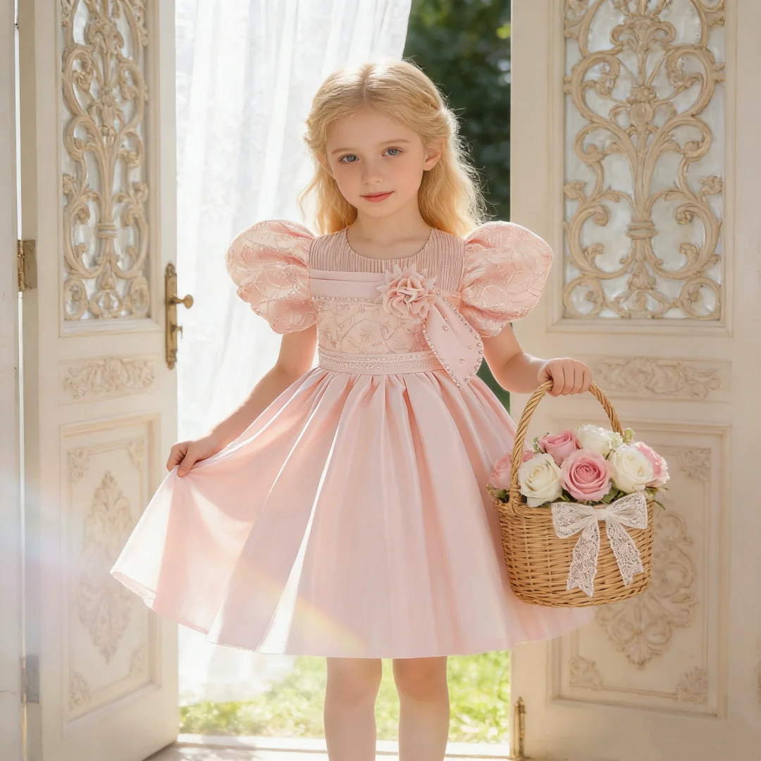 

Girls Beading Floral Ball Gown Baptism Birthday Prom Party Elegant Wedding Princess Dress Performance Evening Costume ﻿