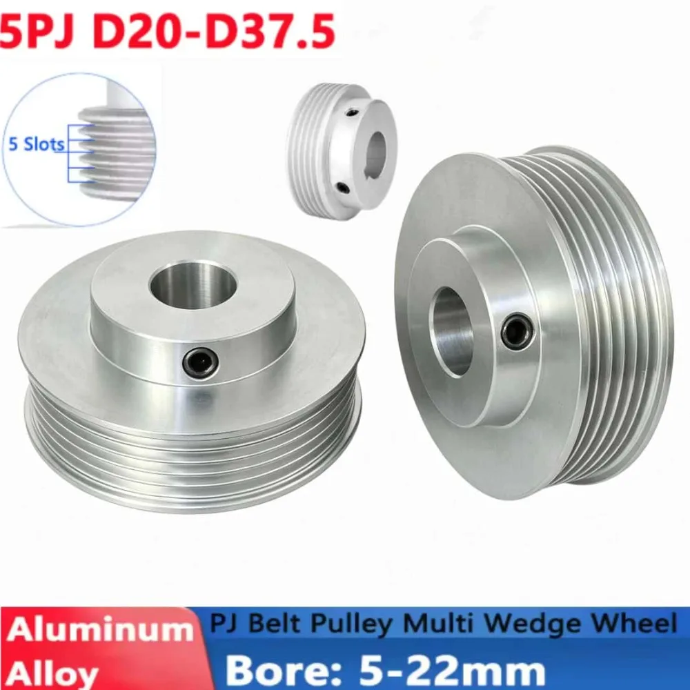 5PJ Multi Wedge Wheel Pulley 5 Slots 20-37.5mm Dia 5-22mm Bore Motor Shaft Synchronous Timing Pulley Transmission Parts