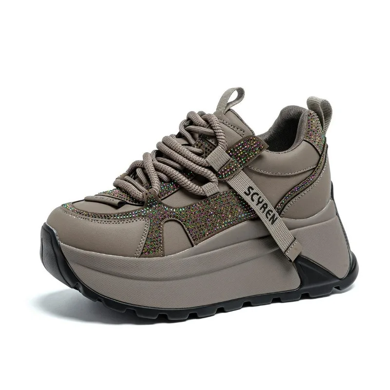 

Women's Casual Thick Bottom Slip-On Shoes Heightening Dad Style Versatile Flat Footwear Autumn Season High Heel Ankle Length