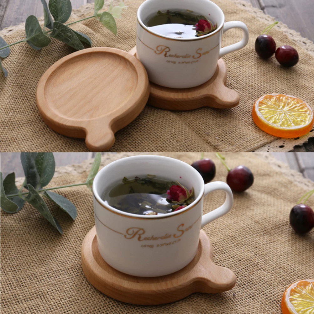 

【】Wooden Coasters Round Non-Slip Heat Resistant Cup Pads Anti-Scald Mats Water Resistant For Home Cafe Restaurant