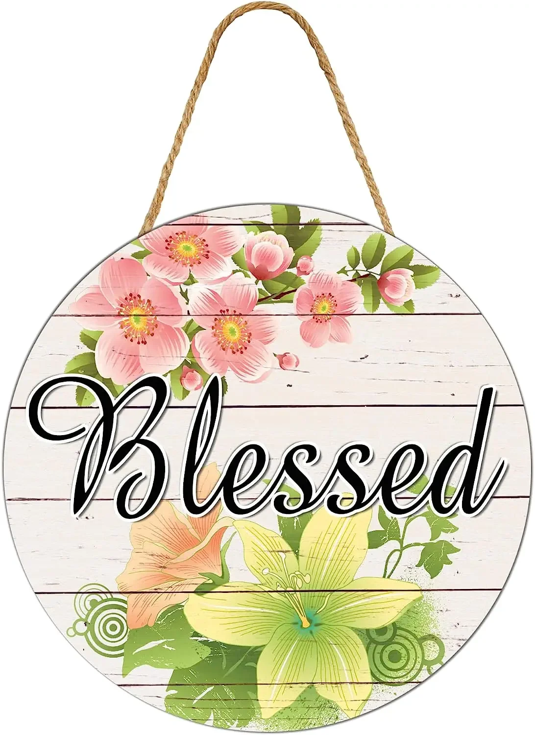 

Wall Art Decor Blessed Wood Hanging Round Signs For Home Farmhouse Wall Art For Gallery Living Room Wall Decor 12 Inch