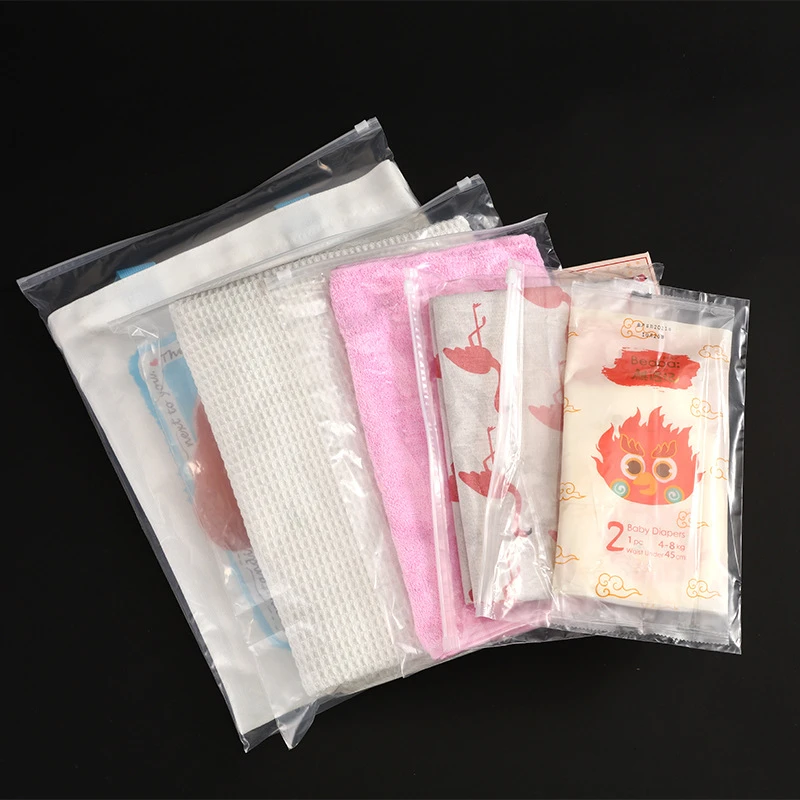 StoBag 50/20pcs Wholesale Transparent Zipper Bags Clothes Packaging Pouches Clear Plastic Sealed Shirts Storage Reusable Pocket