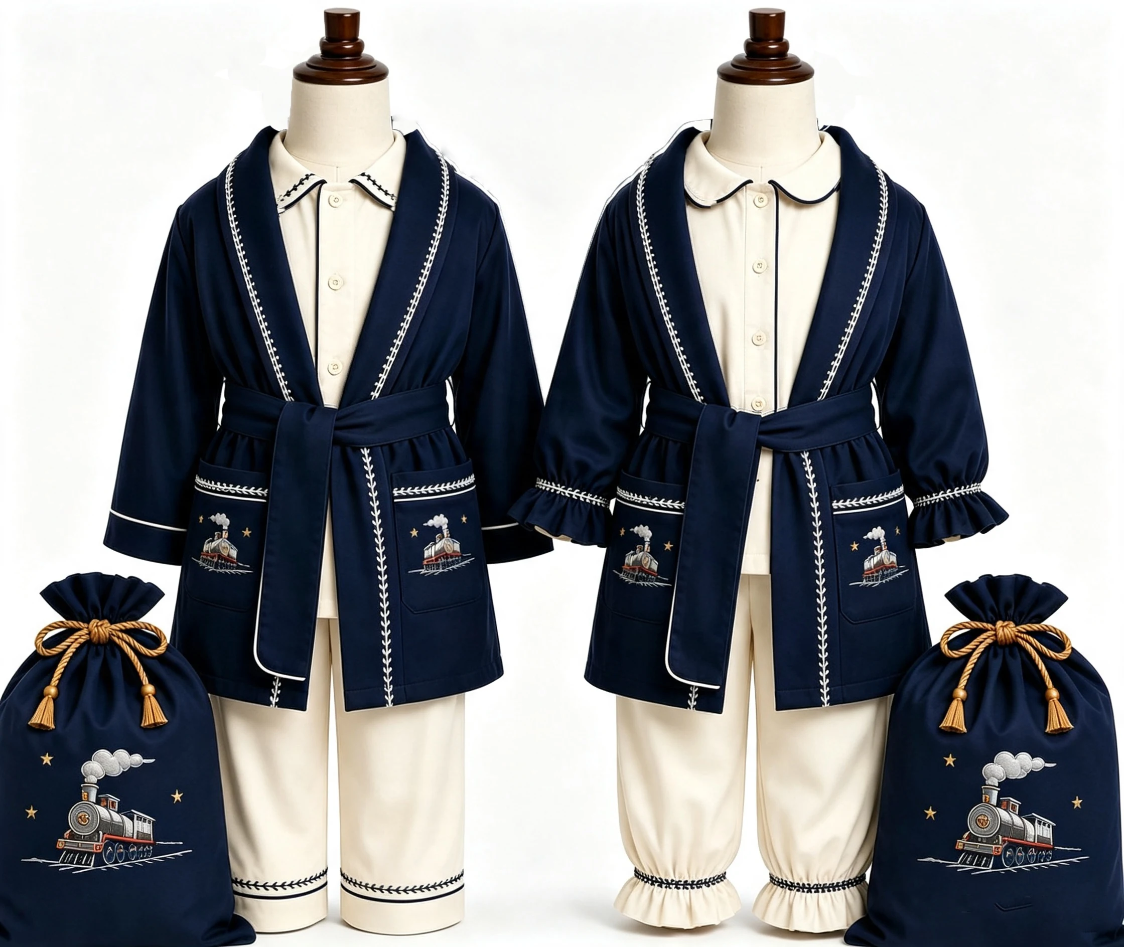 Traje de otoño para bebé, niño o niña, con bordado de tren, azul marino, blanco, para fiesta informal, cumpleaños, boda, fotografía